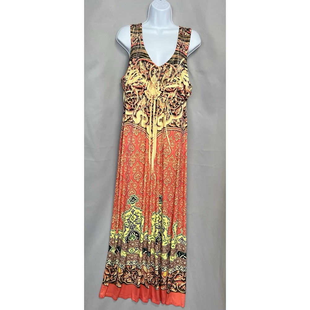 Vintage One World‎ Maxi Dress Sz Large Multicolor Boho